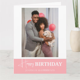 Cartão Foto do Na moda de aniversário da Caligrafia Elega