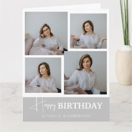Cartão Foto do Na moda de aniversário da Caligrafia Elega