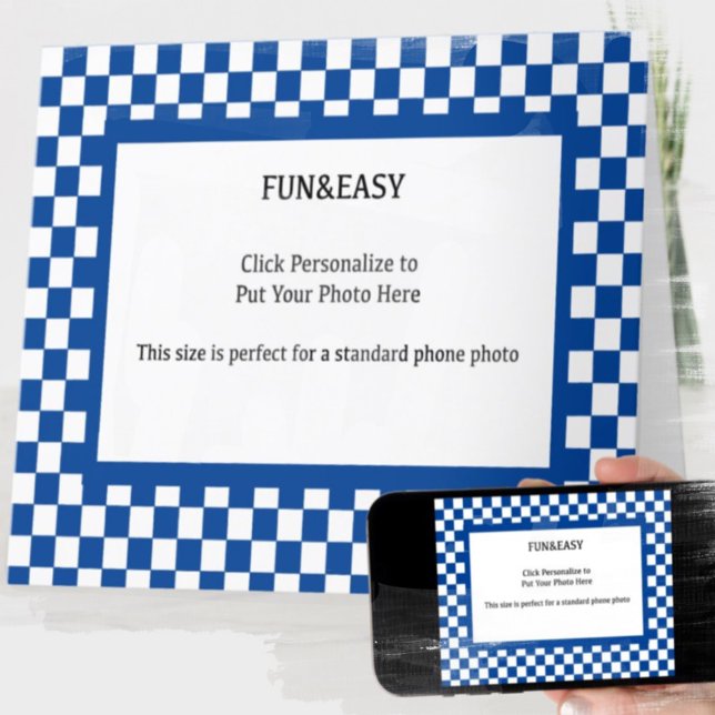 Cartão Foto do quadro azul e branco (Criador carregado)