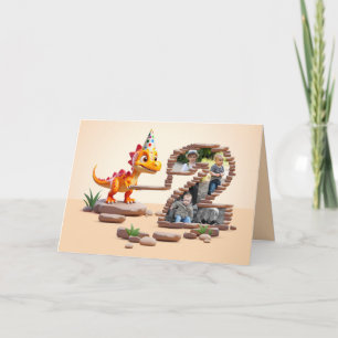 Cartão Foto do segundo aniversário Grande   Dino Little D