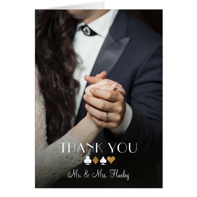 Cartão Foto Dourada de Literatura de Vegas Obrigado Nota (Frente)