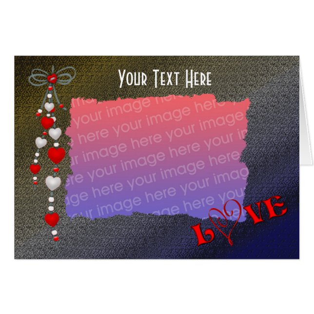 Cartão Foto Elegante De Corações E Amor (Frente Horizontal)