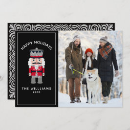 Cartão Foto Elegante Nutcracker Christmas Red Black Elega