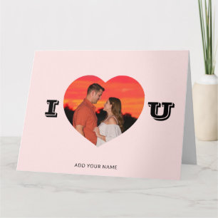 Cartão Foto em forma de coração do Namorados minimalista