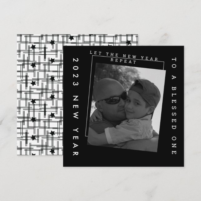 Cartão Foto em preto e branco dos Anos novos 2023 (Frente/Verso)