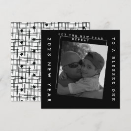 Cartão Foto em preto e branco dos Anos novos 2023
