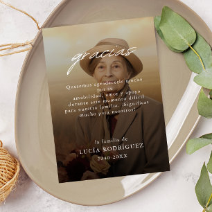 Cartão Foto Funeral Gracias Espanhola Moderna Obrigado