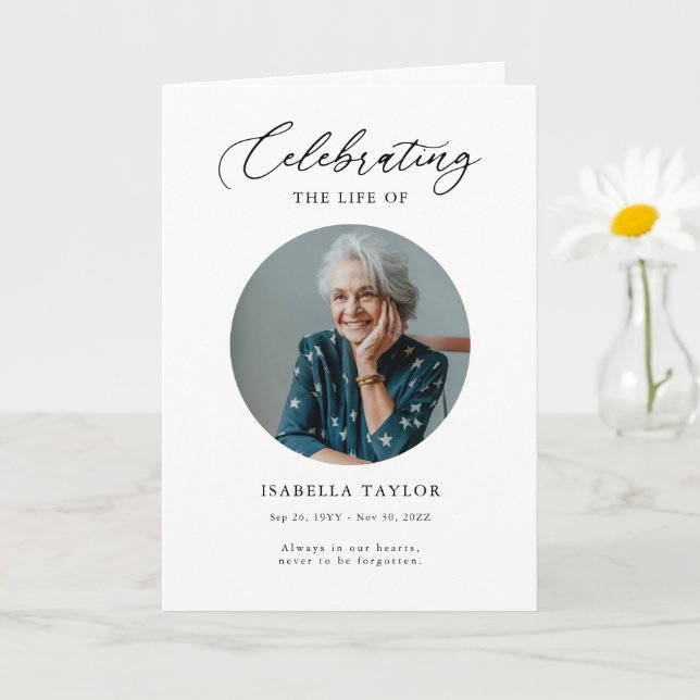 Cartão Foto Funeral Memorial Order Program (Planta pequena)