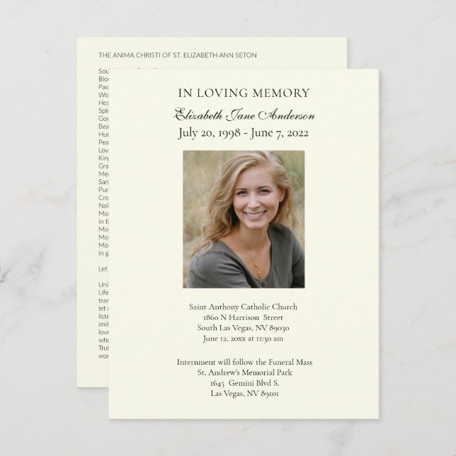 Cartão Foto Funeral Oração Religiosa Católica (Frente/Verso)