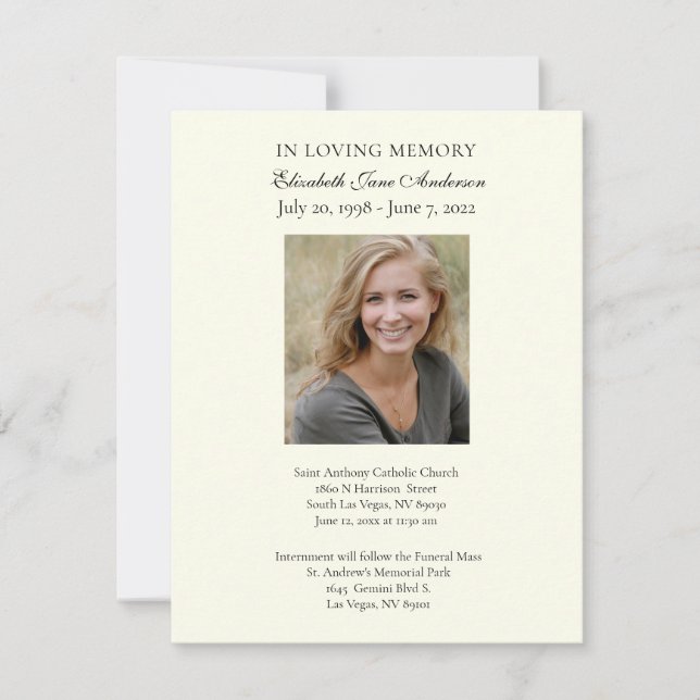 Cartão Foto Funeral Oração Religiosa Cristã (Frente)