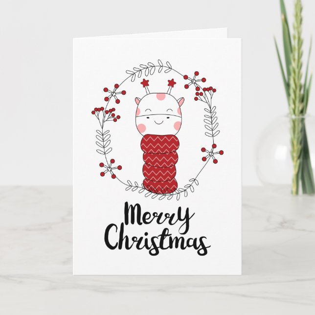 CARTÃO FOTO HOLIDAY | Feliz Natal Girafa (Frente)