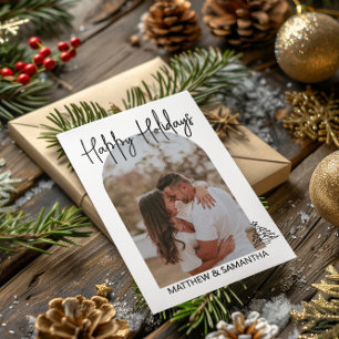 Cartão Foto minimalista de Natal de Férias Personalizada