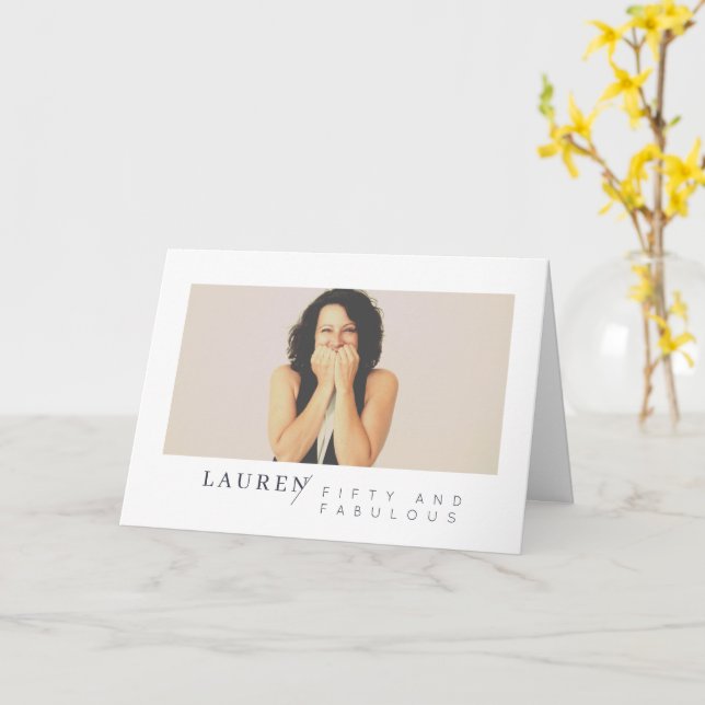 Cartão Foto Minimalista Moderna Cinquenta e Fabuloso Aniv (Flor Amarela)