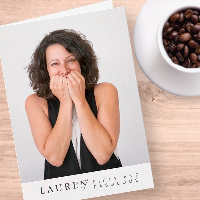 Cartão Foto Minimalista Moderna Cinquenta e Fabuloso Aniv (Criador carregado)