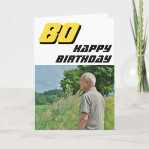 Cartão Foto Moderna de Feliz Aniversário de 80 Anos