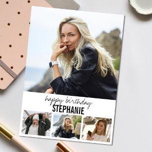 Cartão Foto Moderna   Saudação de Aniversário de Colagem