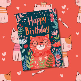 Cartão Foto & Nome Personalizados | Ilustração de Gato Fo