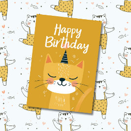 Cartão Foto & Nome Personalizados | Ilustração de Gato Fo