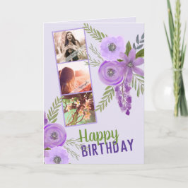 Cartão Foto: "Parabéns" Violet Purple