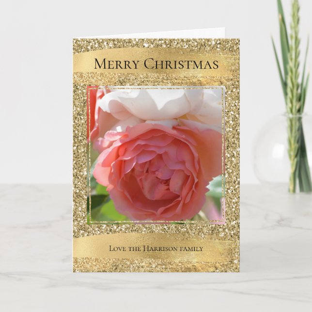 Cartão Foto personalizada com brilho Dourado (Frente)