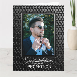 Cartão Foto personalizada de padrão geométrico preto de p