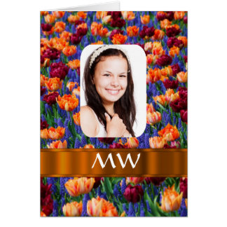 Cartão Foto personalizada de tulipa laranja