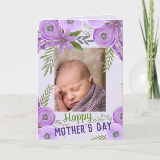 Cartão Foto personalizada "Dia de as mães" Lavanda violet