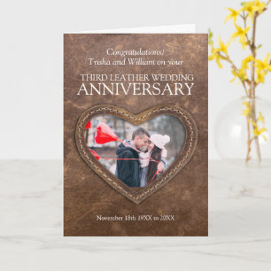 Cartão Foto personalizada do 3º aniversário de casament