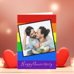 Cartão Foto personalizada do Casal de aniversário feliz R<br><div class="desc">Este cartão colorido de comemoração do aniversário LGBTQ é personalizado com sua própria fotografia do casal LGBTQ. Adicione sua própria foto romântica de dois homens ou duas mulheres para um doce e personalizado cartão de aniversário de casamento LGBT para seu marido ou esposa. O dentro diz que eu amo passar...</div>