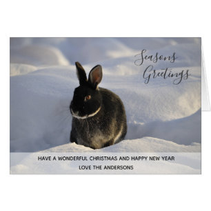 Cartão Foto personalizada do Natal de inverno de Coelho N