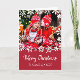 Cartão Foto personalizada dos flocos de neve de Natal Fel