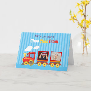 Cartão Foto personalizada dos meninos de aniversário do 