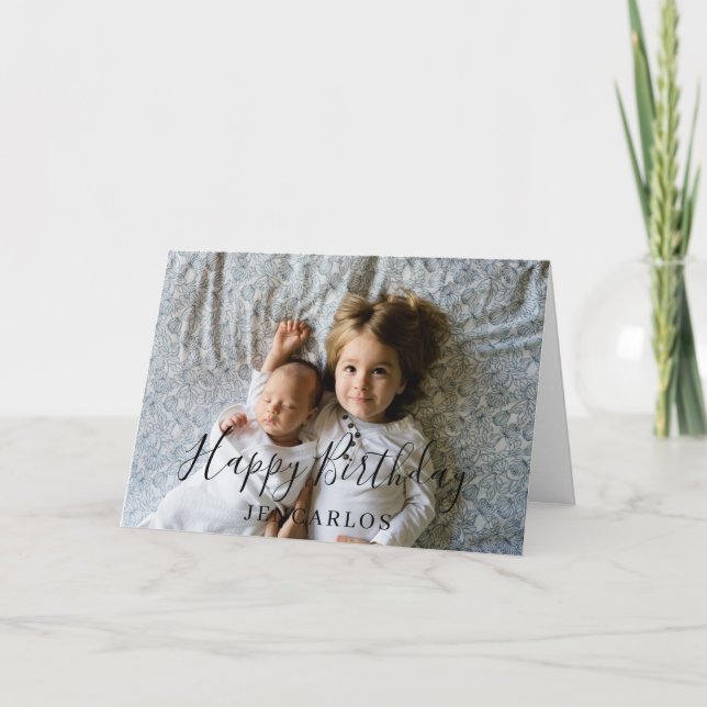 Cartão Foto personalizada e texto pequeno irmão de aniver (Frente)