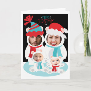 Cartão Foto Personalizada Família de Ursos Polares de Na