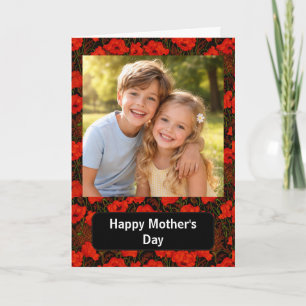 Cartão Foto Personalizada Feliz Dia das Mães floral Papou