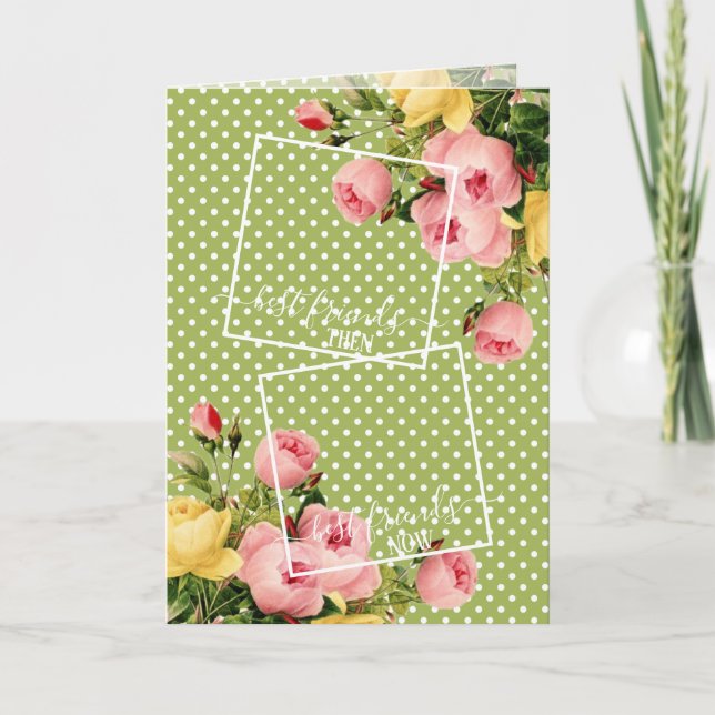 Cartão Foto personalizada - melhor amigo cota cor-de-rosa (Frente)