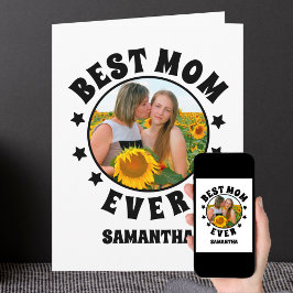 Cartão Foto Personalizada 'Melhor Mãe do Mundo' no Dia da