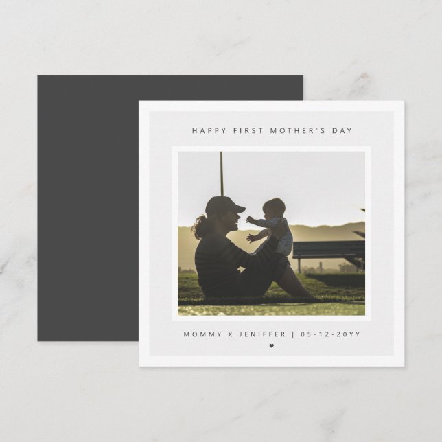 Cartão Foto personalizada minimalista moderna do primeiro (Frente/Verso)