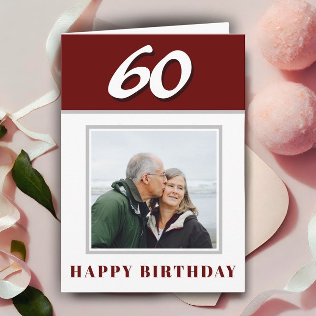 Cartão Foto personalizada personalizada de 60º aniversári (Criador carregado)