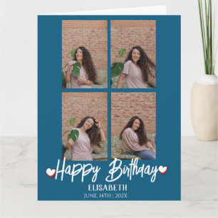 Cartão Foto Personalizada Simples de Aniversário Na moda 