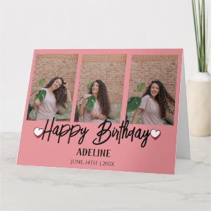 Cartão Foto Personalizada Simples de Aniversário Na moda 