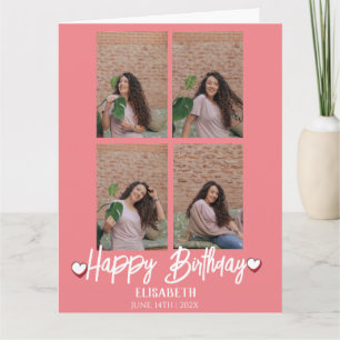Cartão Foto Personalizada Simples de Aniversário Na moda 