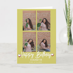 Cartão Foto Personalizada Simples de Aniversário Na moda