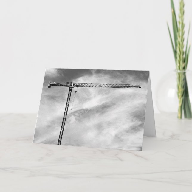 Cartão Foto preto e branco artística do guindaste de (Frente)