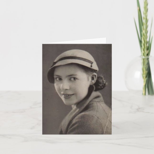 Cartão Foto preto e branco velha da senhora bonita dos (Frente)