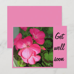 Cartão Foto rosa de Geranium melhore em breve