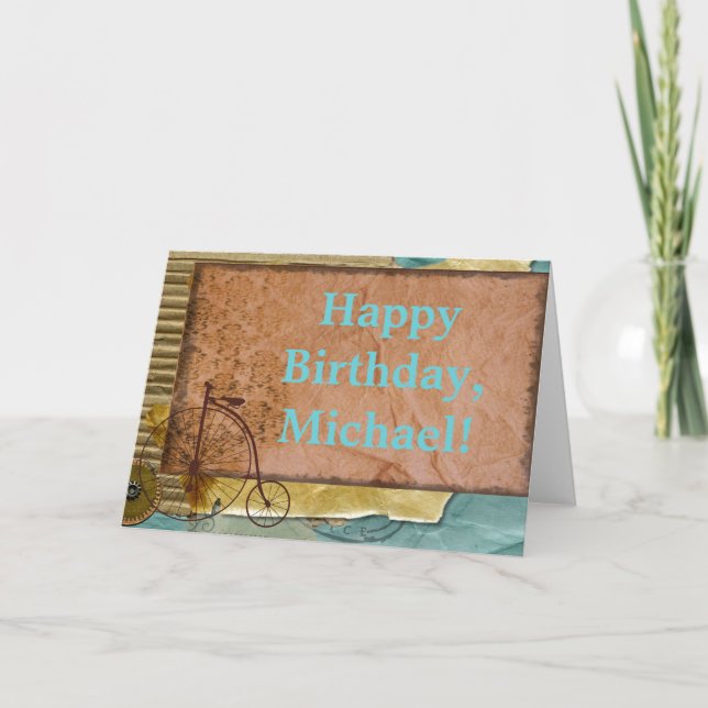 Cartão Foto temático personalizada do ciclismo nostálgico (Frente)