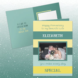 Cartão Foto verde amarela da bela esposa