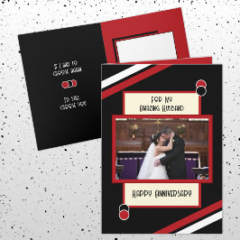 Cartão Foto vermelha negra do esposo do aniversário