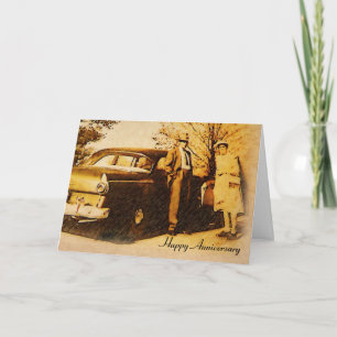 Cartão Fotografia Antiga Feliz Aniversário Casal